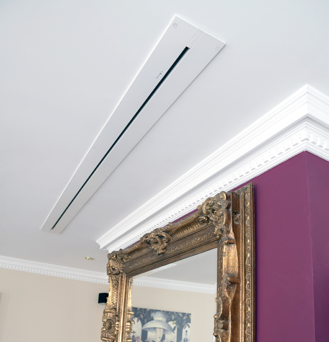 Ceiling recessed Projector screen when away