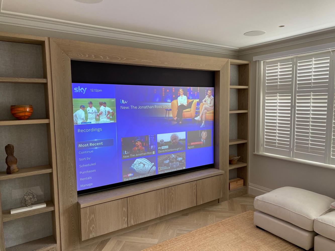 Media Wall with projector screen 