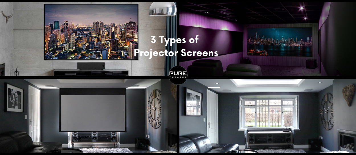 collage of projector screen options