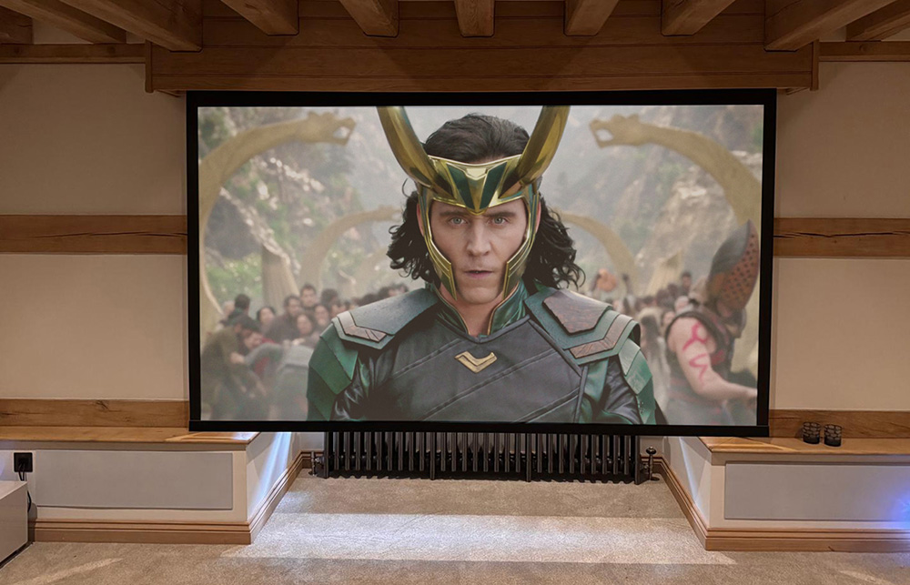 oak framed house media room