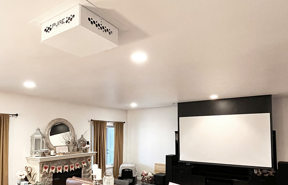 Projector lift in USA living room