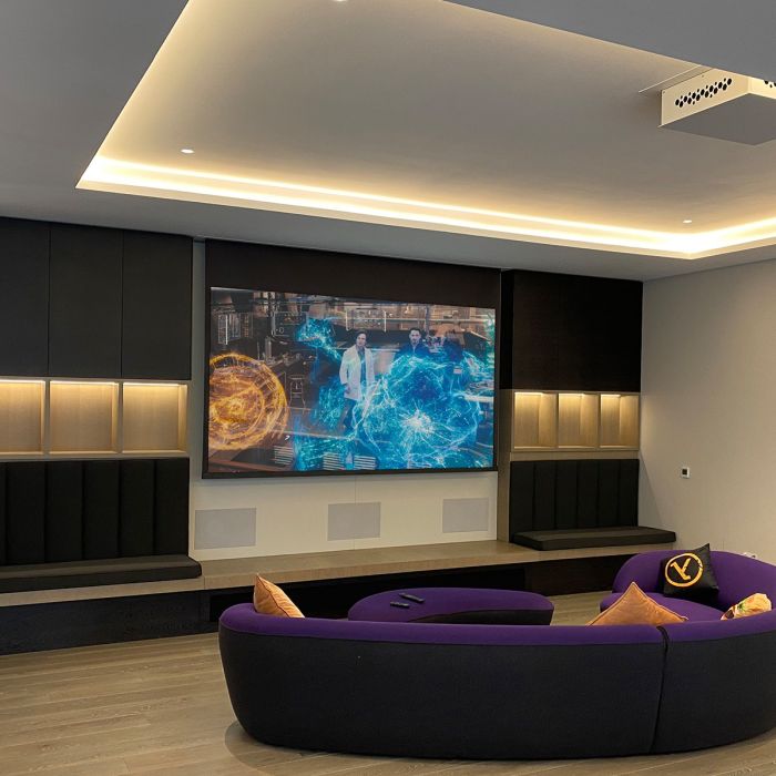 pull down projector screen in games room