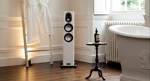 Monitor Audio Gold 200 Floorstanding Speakers in a bathroom